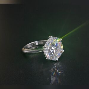 10 Carat Moissanite 925 Sterling Silver Ring. Platinum Plated